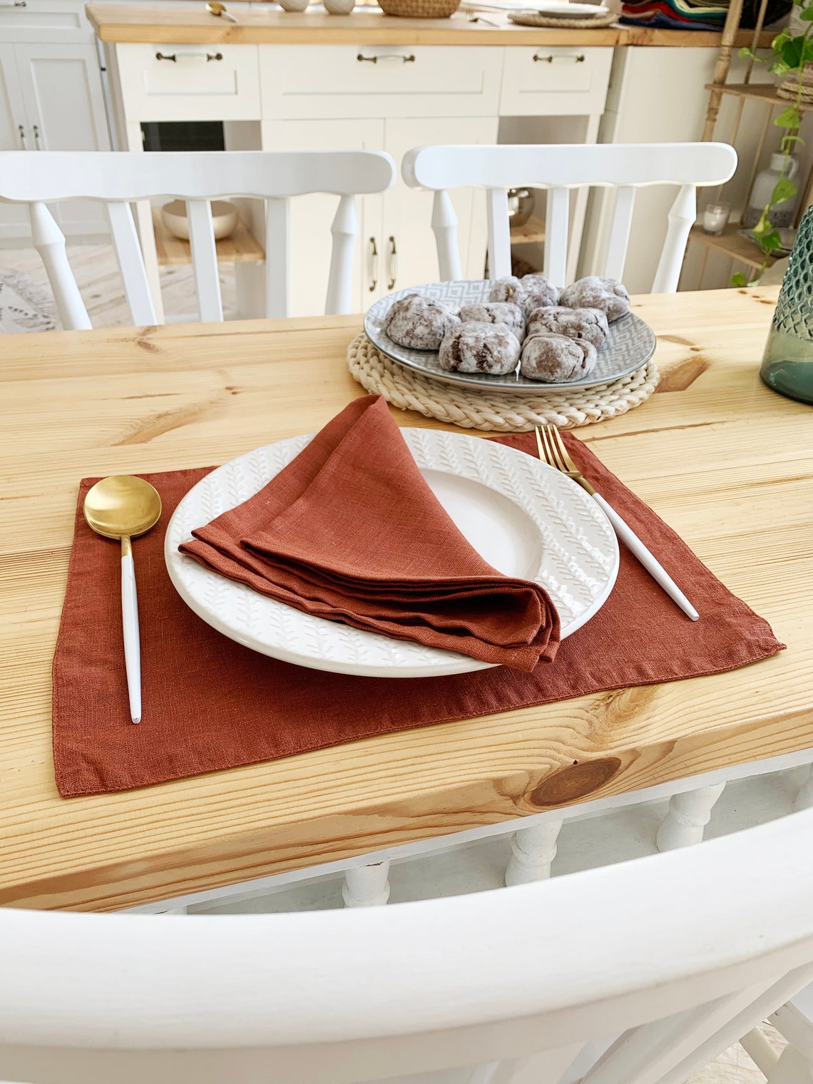 Burnt orange Terracotta linen napkins Cloth napkin set Rust Etsy