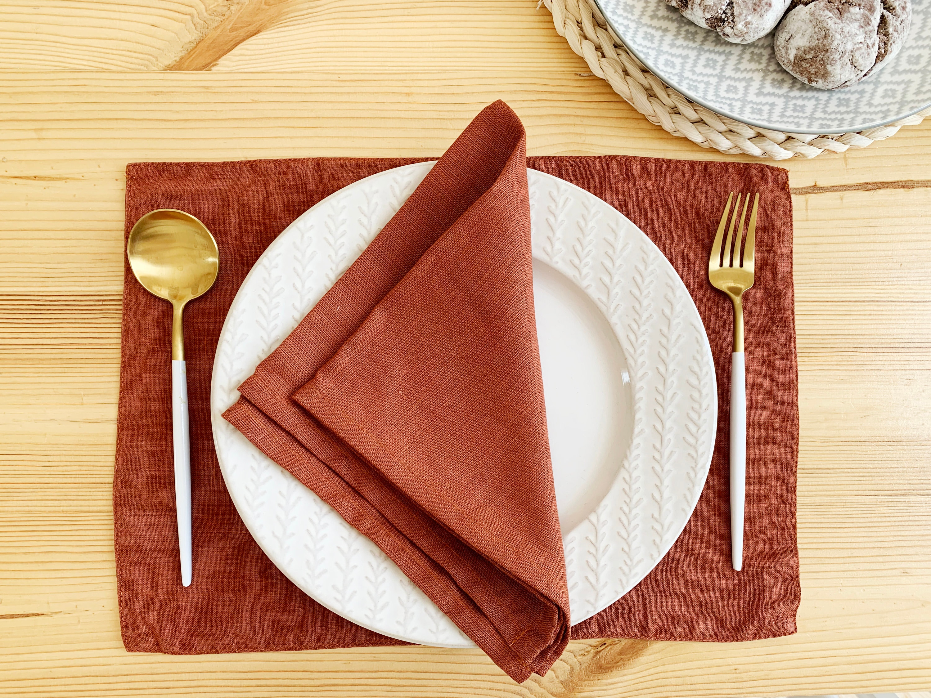 Burnt orange Terracotta linen napkins Cloth napkin set Rust Etsy