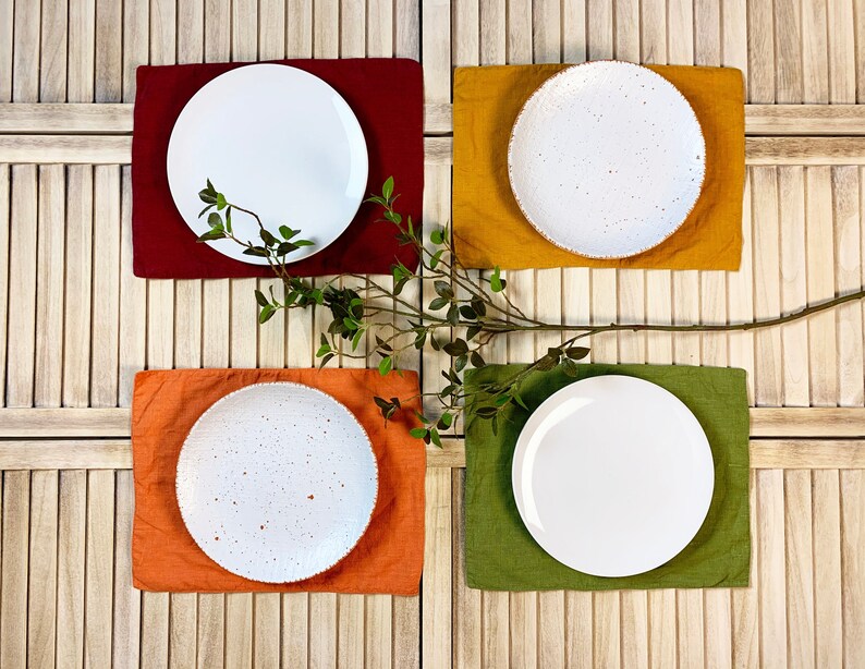 Mix and match linen table placemats set Christmas dinner Etsy