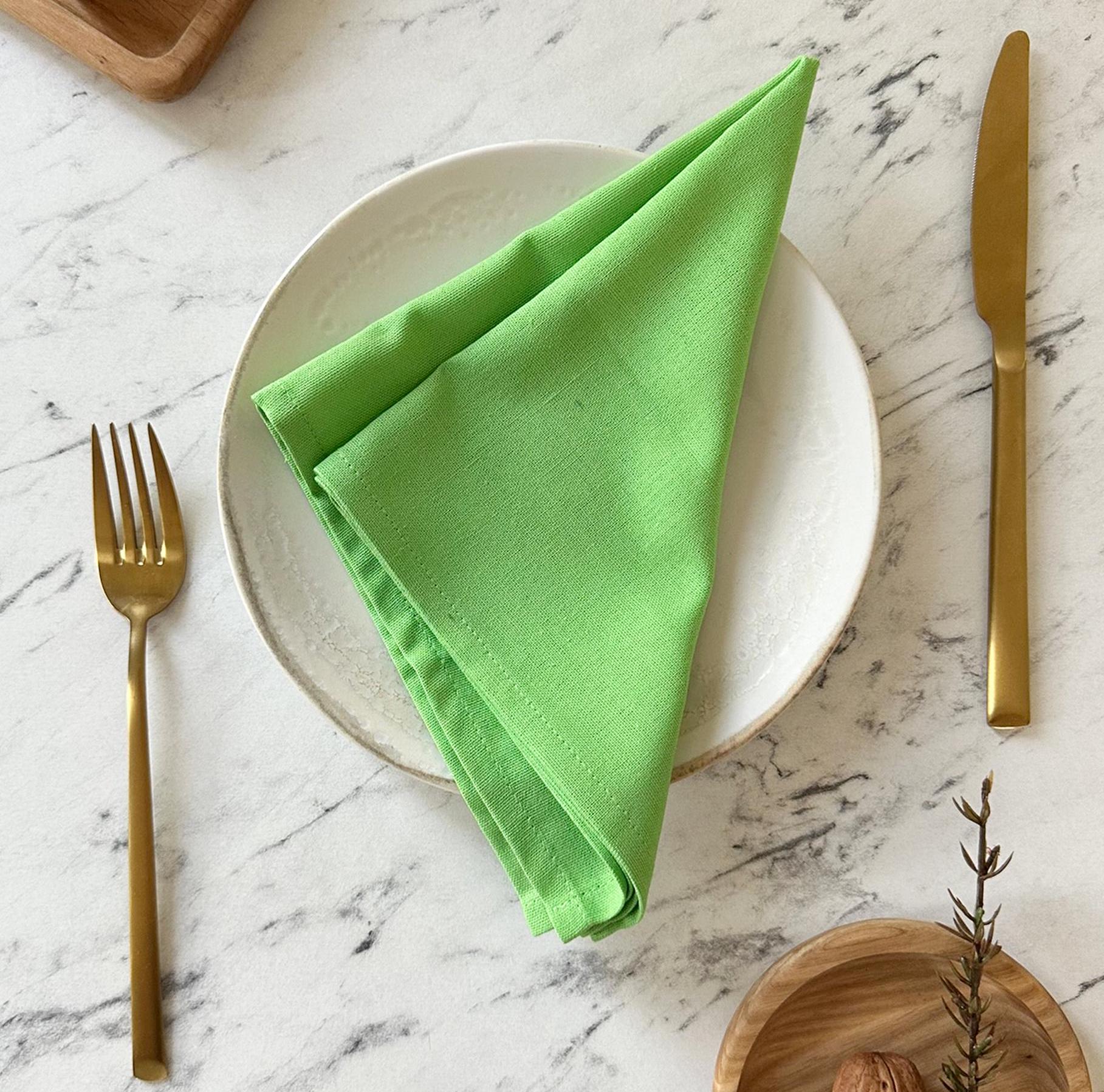 Chartreuse Linen Napkins - Set of 4 | Lime Green cloth napkins for Cocktail, Dinner, Wedding, Kicthen Tableware, Greenery Party Settings