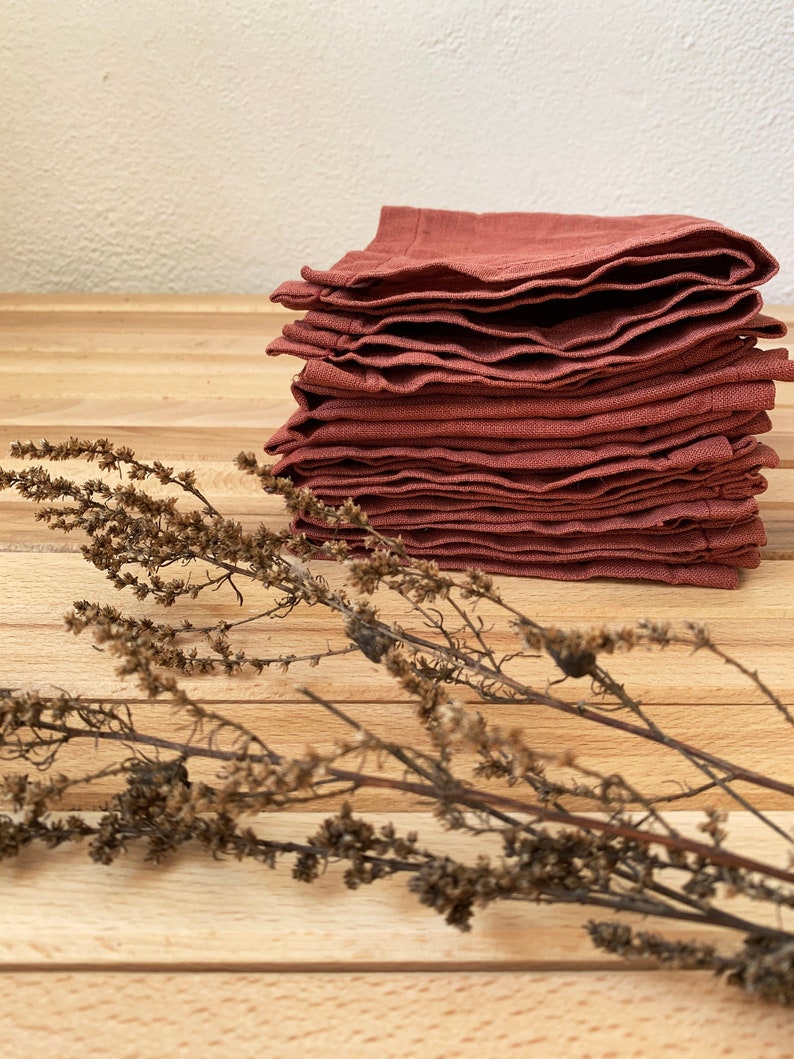 Terracotta linen napkins 10x10