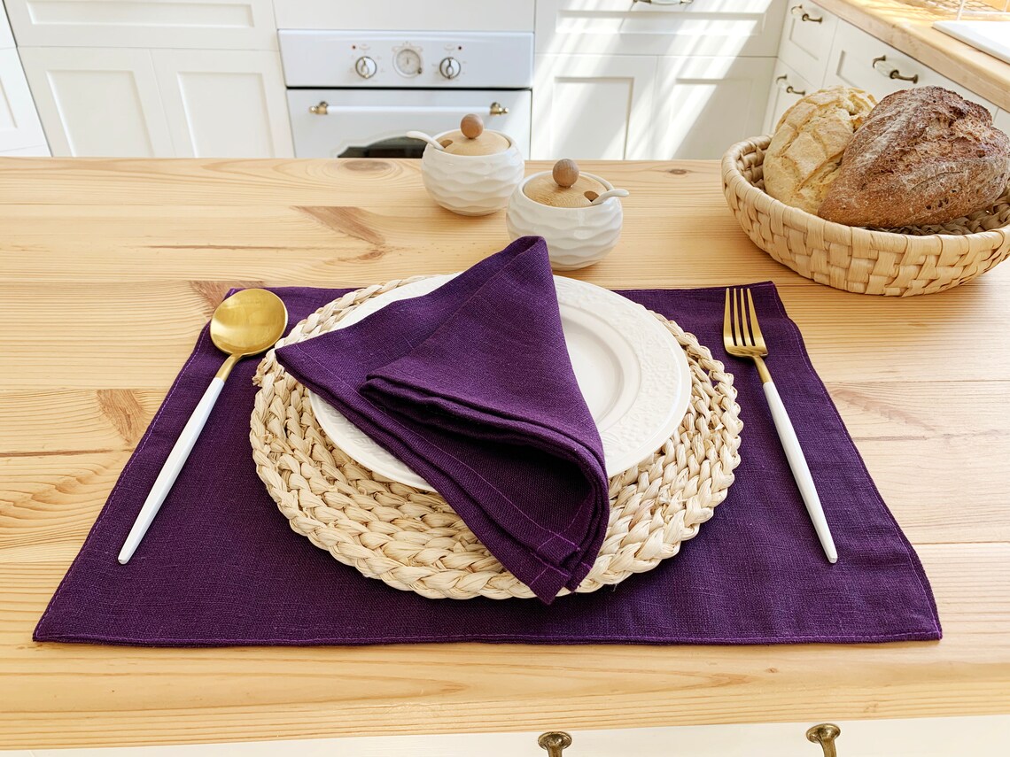 Deep purple linen napkins Wedding eggplant Dinner cocktail Etsy