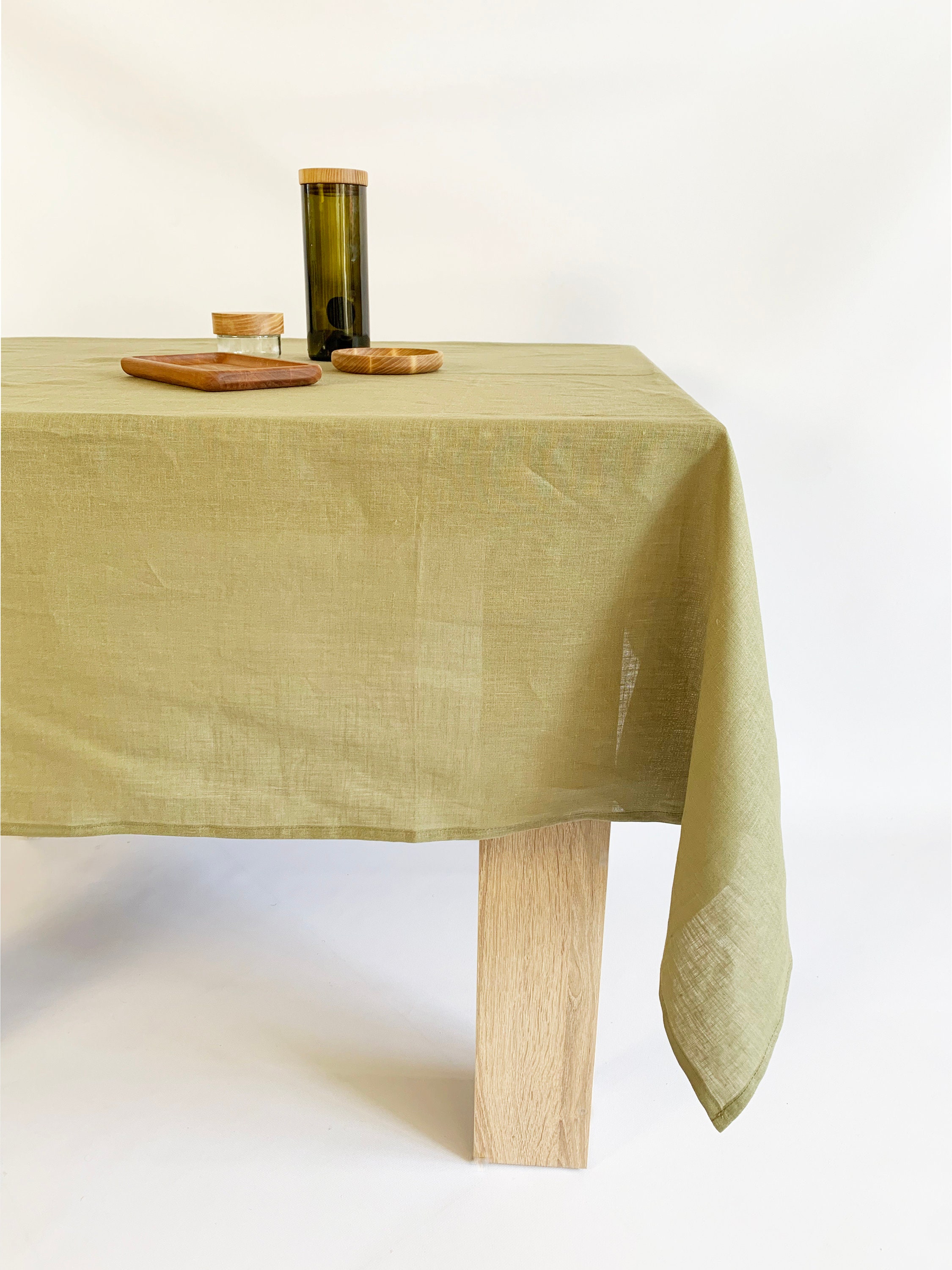 Olive green linen tablecloth Rectangle Wedding large Square Etsy
