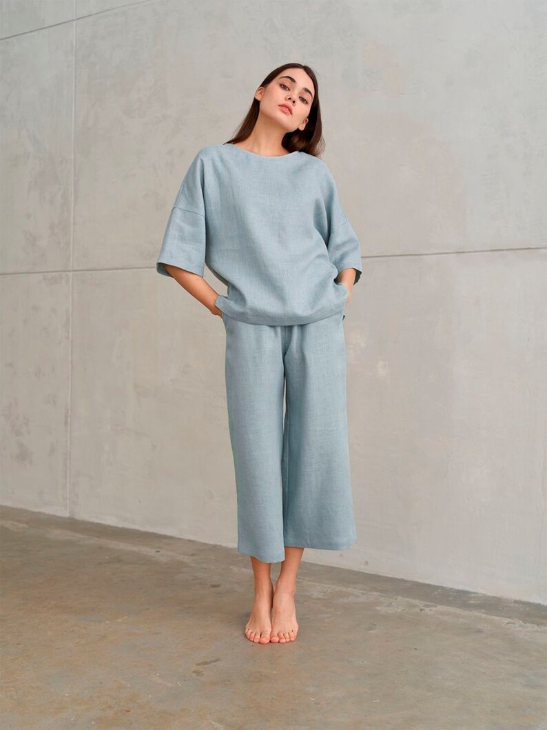 Linen Boat Neck Oversized Top With Half Sleeves Loose Fit Etsy