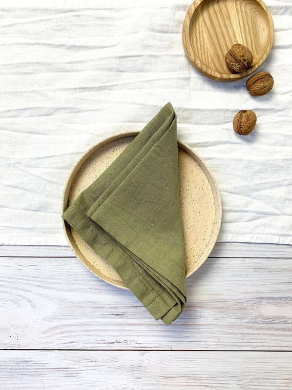 Servilletas de tela de lino verde musgo verde oliva, servilleta de boda  verde oliva, manteles de boda, servilletas de cena de lino, servilletas de  mesa de lino -  España