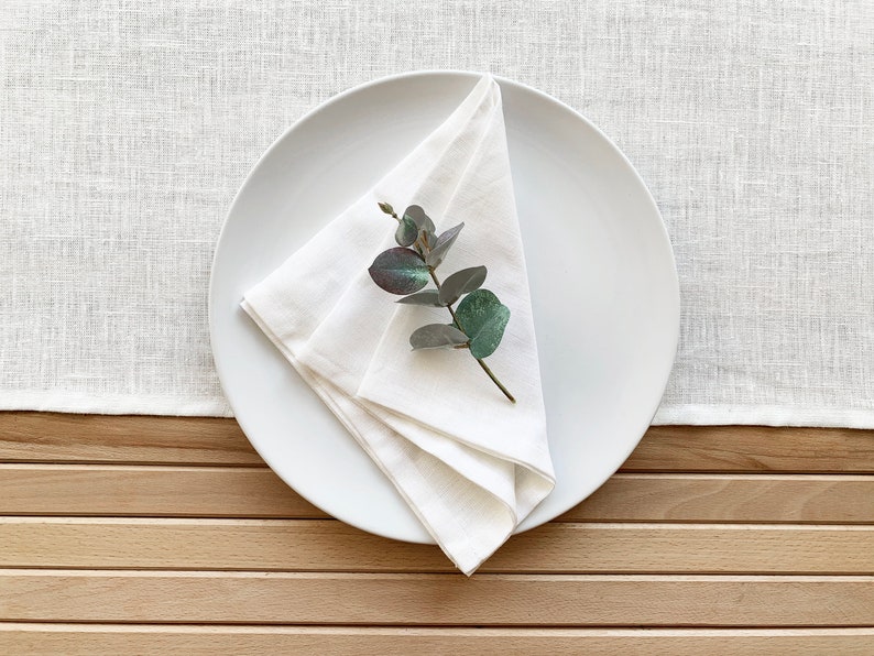 White or ivory linen napkins Wedding dinner cocktail cloth off white napkins