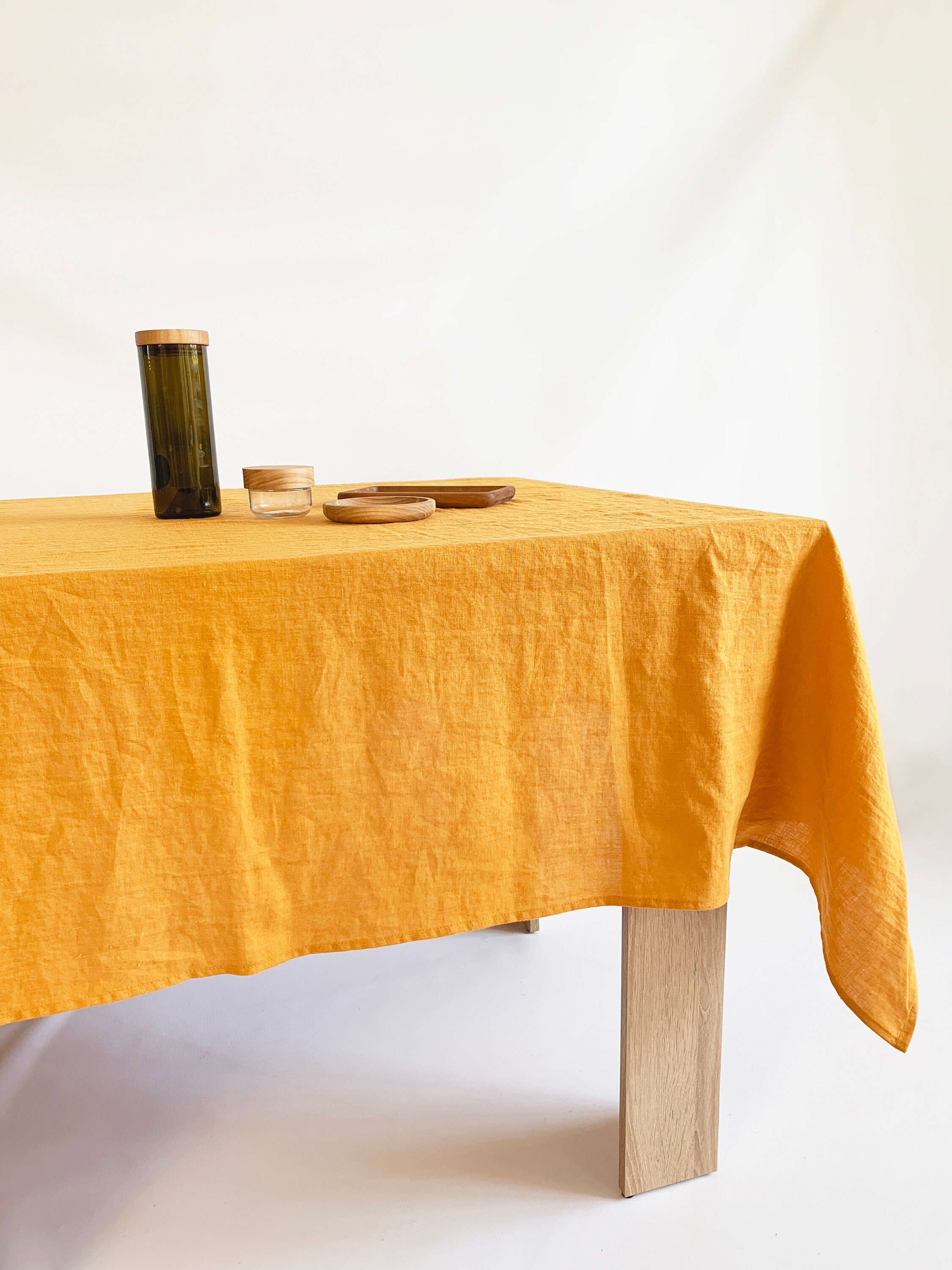 Mustard yellow linen tablecloth Various size Amber Mimosa Etsy