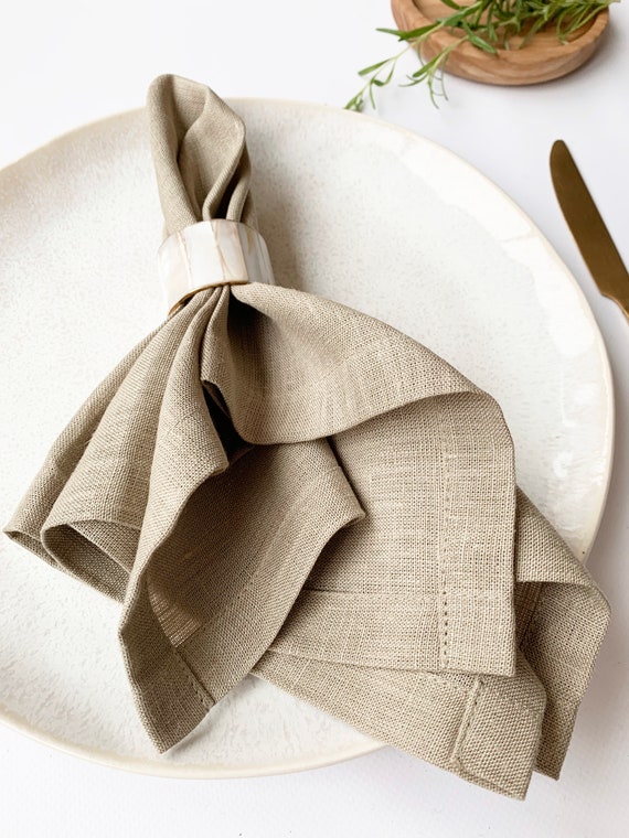 Serviettes en lin naturel pour les vacances, table à manger de Noël.  Serviettes en tissu pour mariage. Ensemble de serviettes de ferme de 2, 4,  6 etc, différentes couleurs -  France