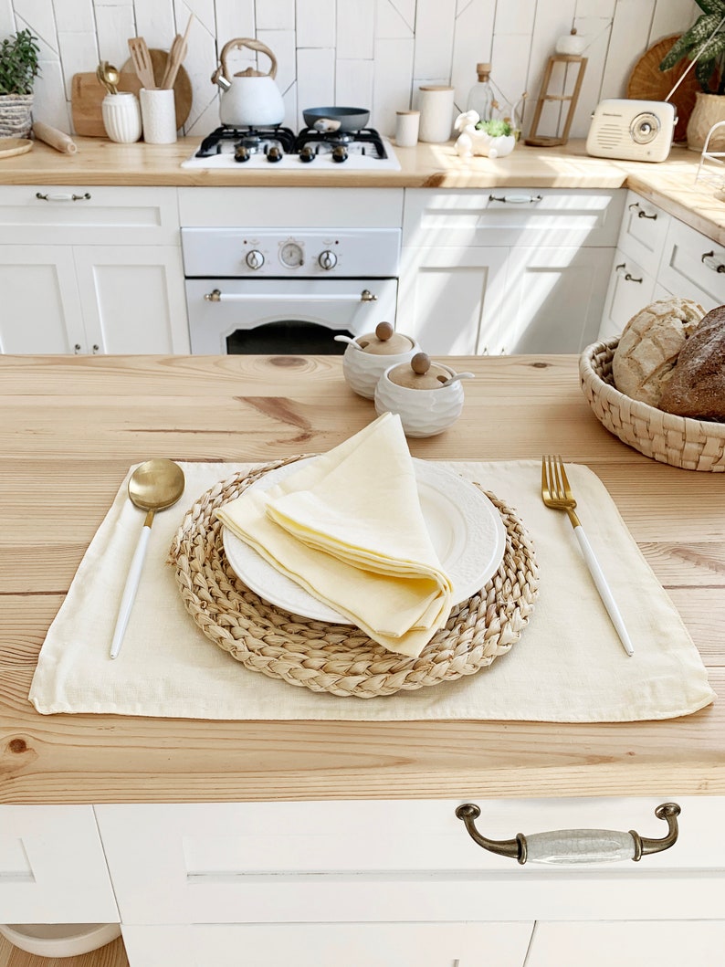 Off White Linen Placemats Ivory Dinner Wedding Cloth Table Etsy