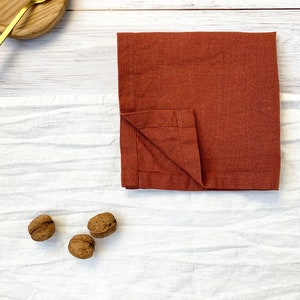 Linen napkins Set of 4 Custom size cloth napkins Dinner Cocktail Wedding Natural napkins Bulk Terracotta
