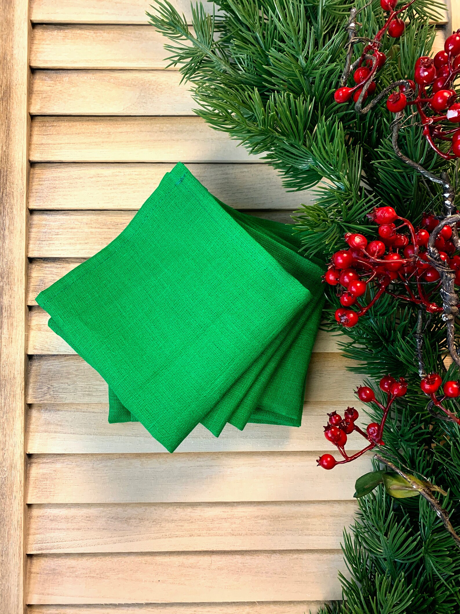 Green linen napkins Dinner everyday cloth napkin set Cocktail Etsy