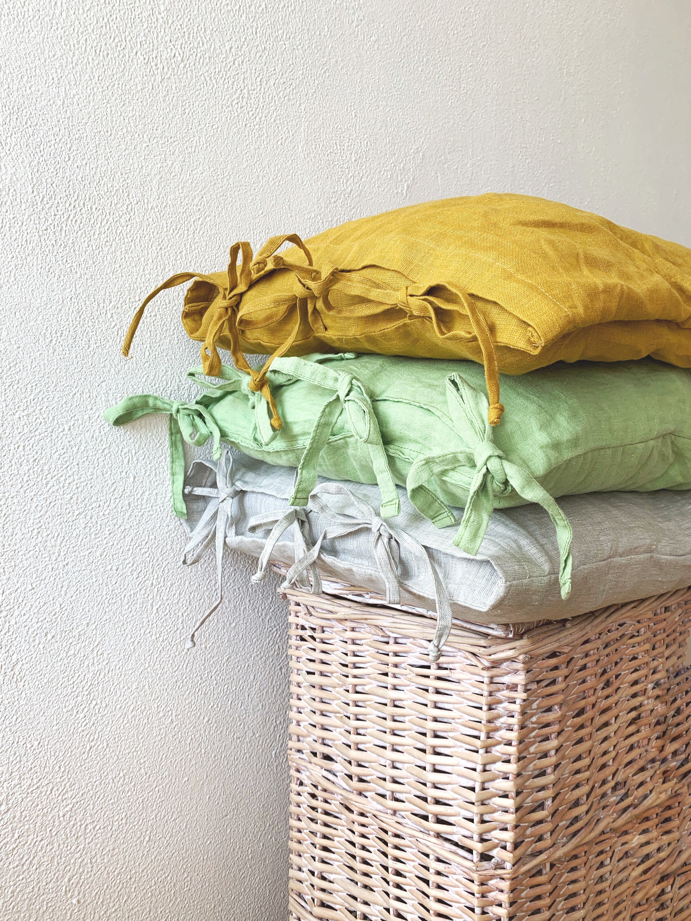 Washed Cotton Pillow Case With Ties 54 Colors Bow Tie Custom Etsy UK