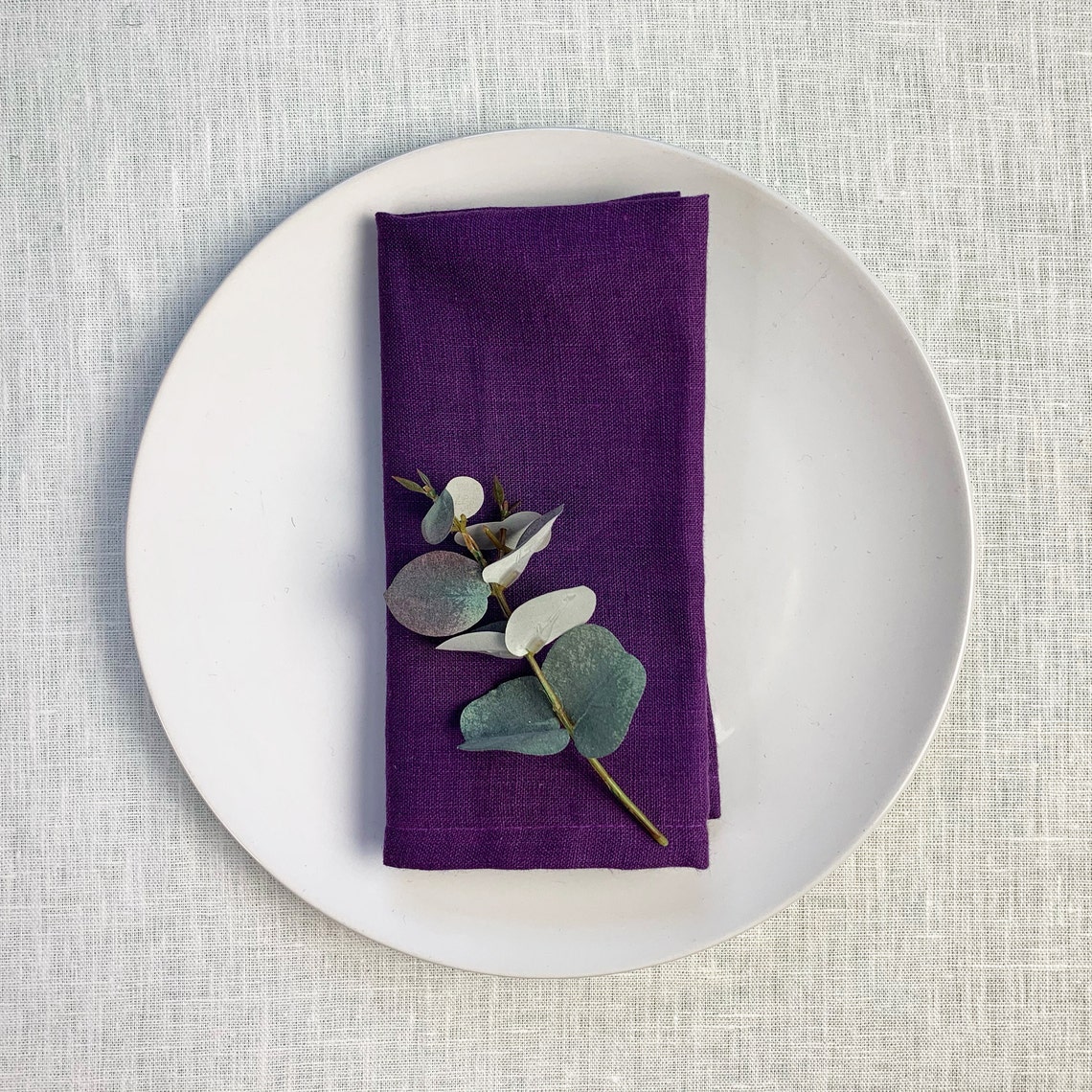 Deep purple linen napkins Wedding eggplant Dinner cocktail Etsy