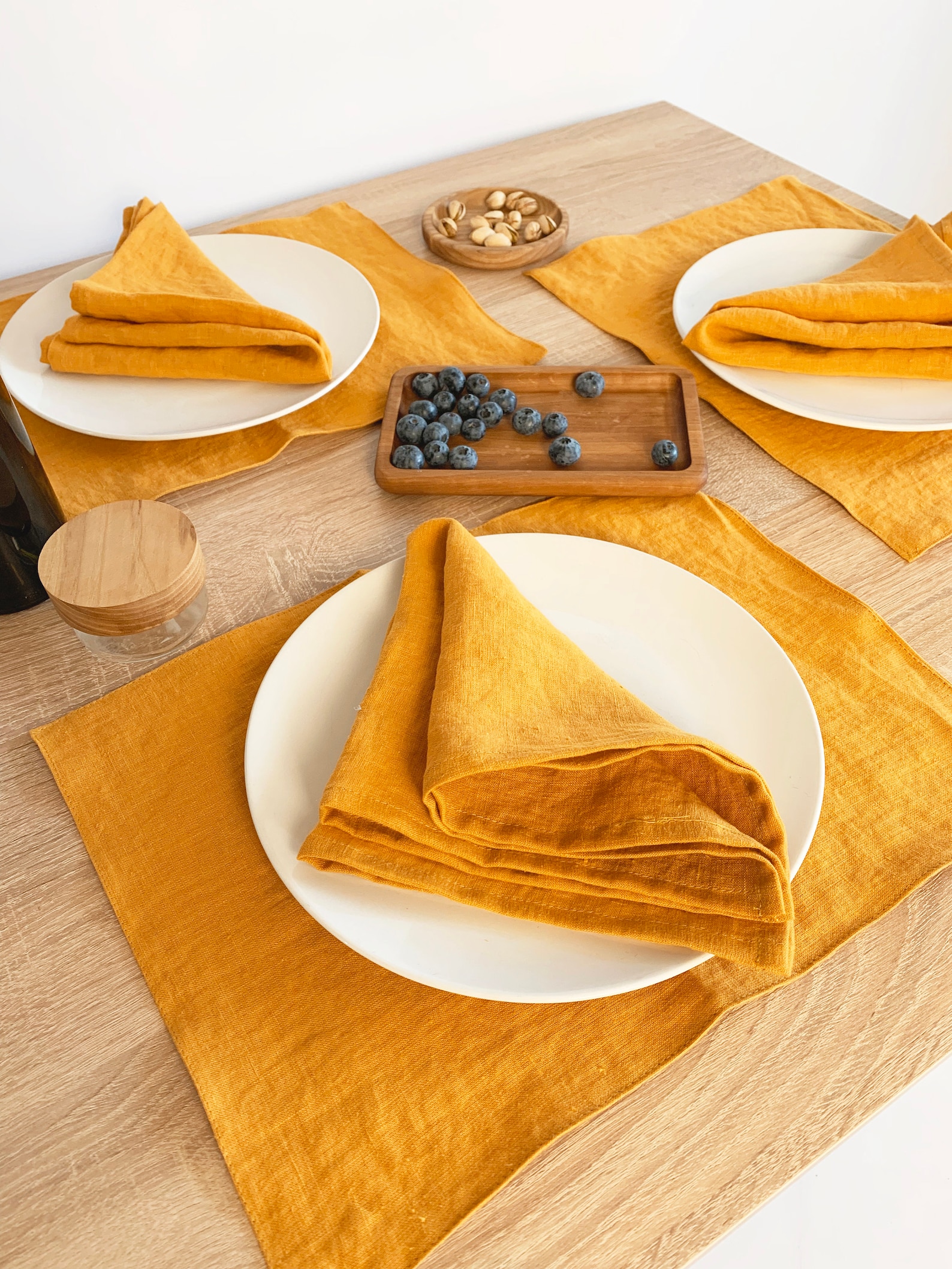 Mustard yellow linen placemats Dinner table place mat Wedding Etsy