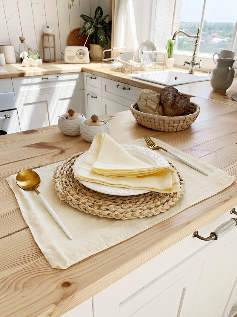 Off White Linen Placemats Ivory Dinner Wedding Cloth Table Etsy