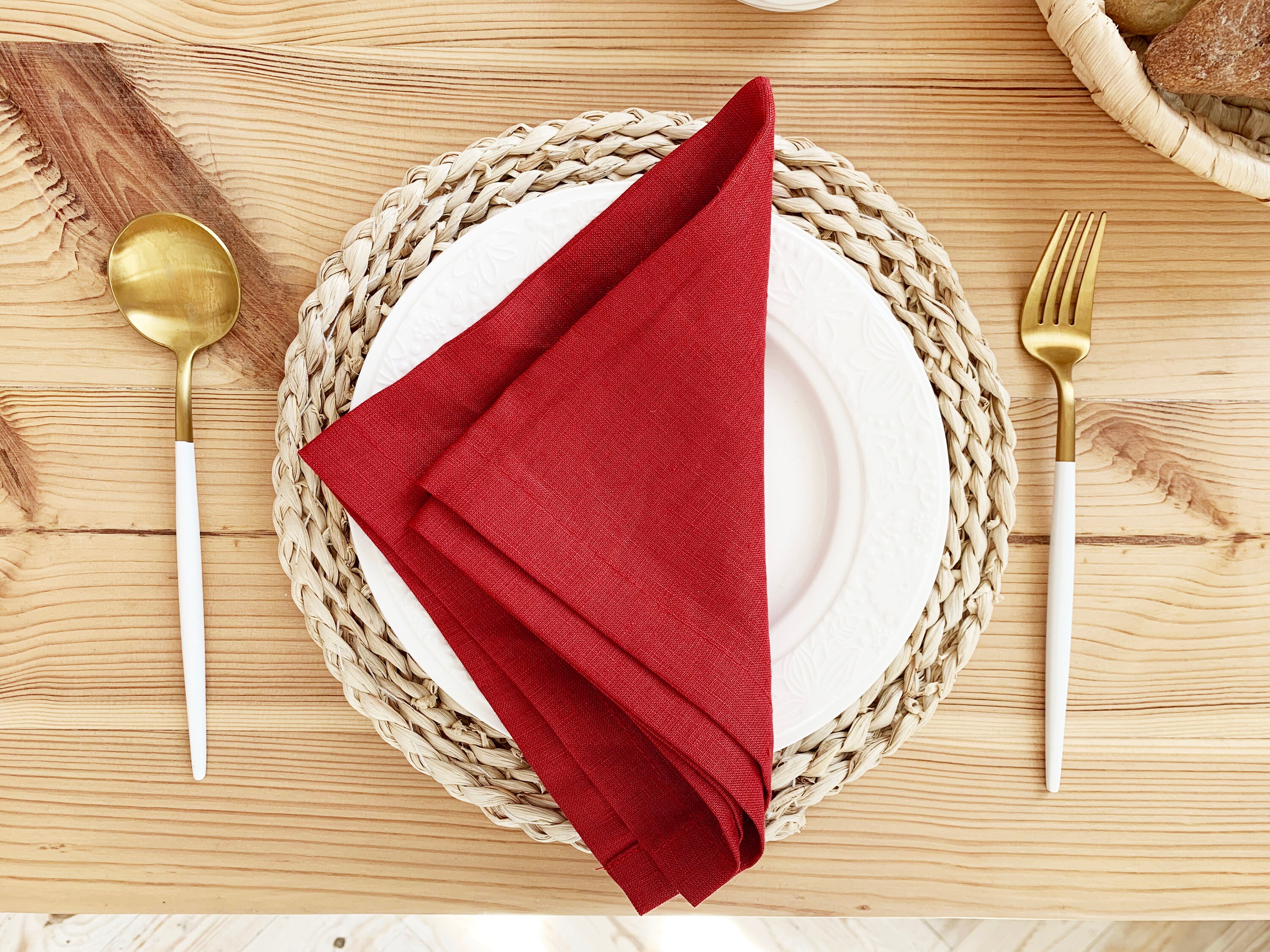 Red wine linen napkins Wedding Dinner cocktail Dark red Etsy