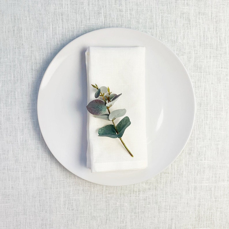 White or ivory linen napkins Wedding dinner cocktail cloth off white napkins