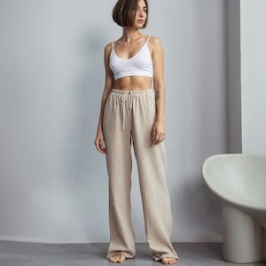 【THE MOZZ】Gile Natural Banding Pants Gauze Muslin Pants | Cotton High Waist Pants With Elastic