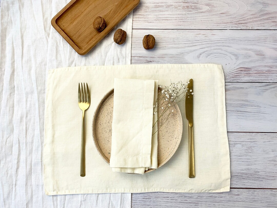 Off White Linen Placemats Ivory Dinner Wedding Cloth Table Etsy