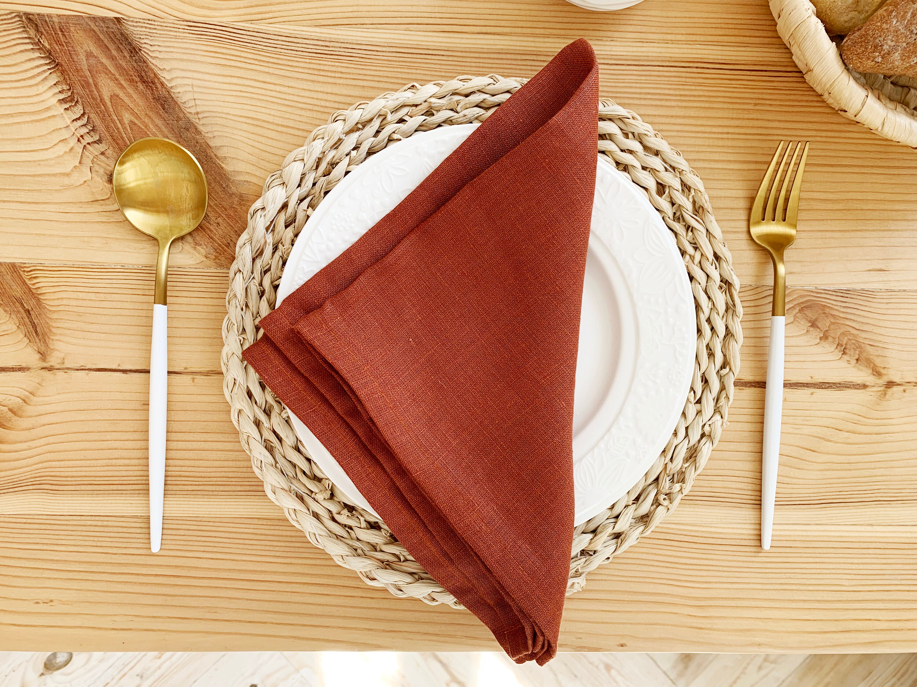 Burnt orange Terracotta linen napkins Cloth napkin set Rust Etsy