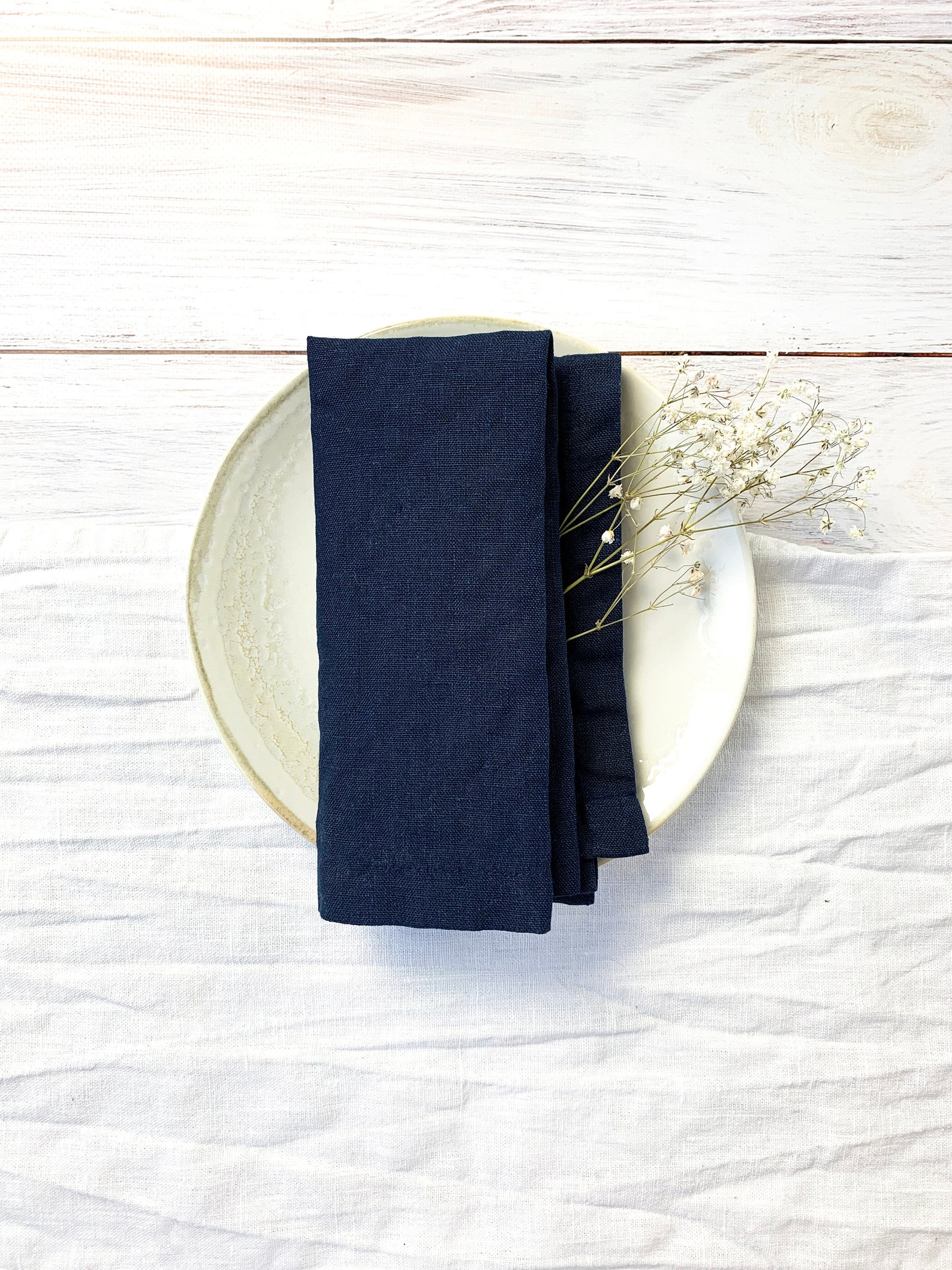 Navy Blue Linen Napkins Set of 4 Cloth Napkin Set for Etsy