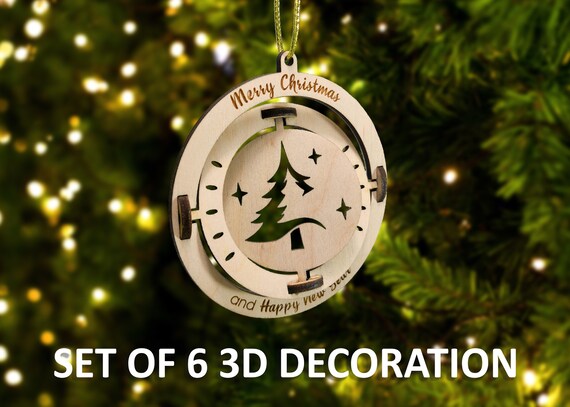 Set Of 6 3d Christmas Bauble For Laser Cut Christmas Tree Etsy