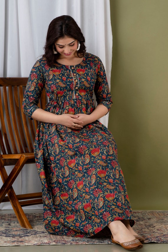 Buy CLYMAA Women Grey Cotton Rayon Blend Maternity Gown Dress (SXL) Online  at Best Prices in India - JioMart.