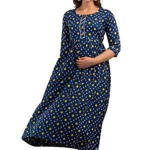 FLORAL MATERNITY NURSING Red Gown, Pregnancy Dress for Woman, Zip for Baby Feeding Daily Wear Kurti, Church Nursing for Breastfeeding