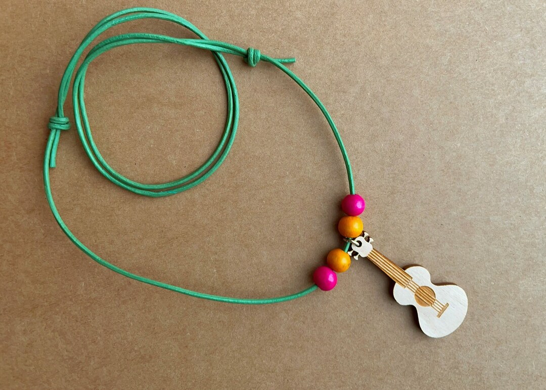 Necklace UKULELE, Laser Cut Wood, Colour Variations Laserleikattu Puinen Kaulakoru UKULELE