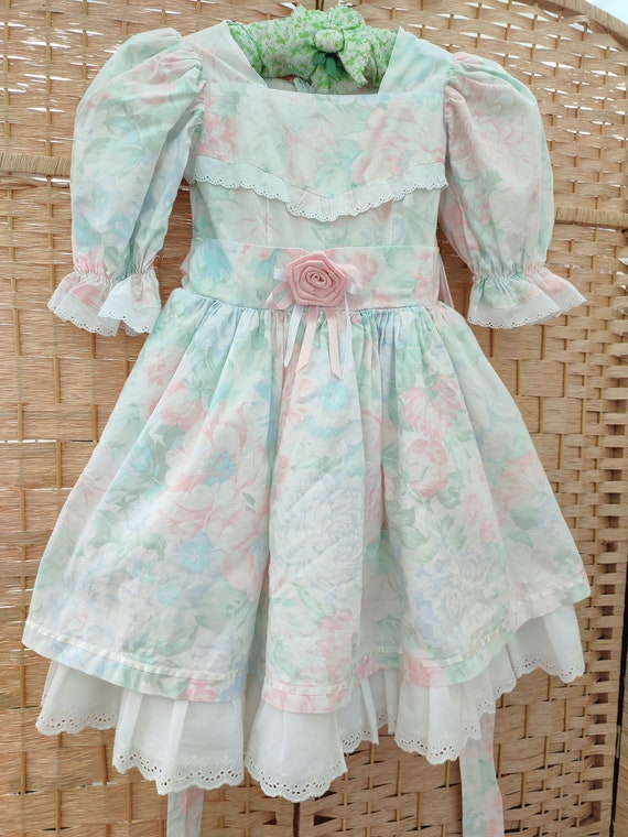 Vintage 1990s pastel floral girls petticoat dress… - image 2