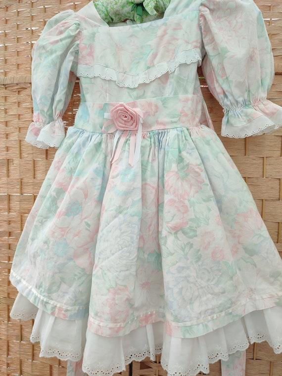 Vintage 1990s pastel floral girls petticoat dress… - image 3