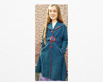 Vintage 1970s Indigo elegance girls mackintosh jacket ( age 9-11 )