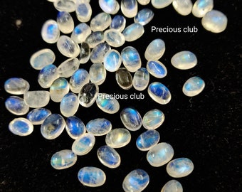 Pack of 10 Pc Good Quality Cabochons Code AAA50 5X7MM Oval Rainbow Moonstone Smooth Cabs