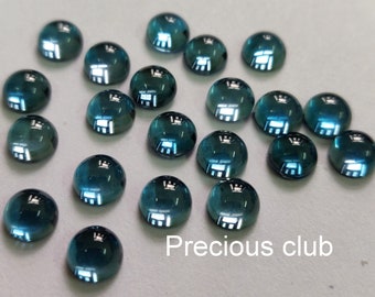 100 pc Wholesale lot of Natural London Blue Topaz Round 3 mm to 9 mm Cabochon - Loose topaz AAA High Quality