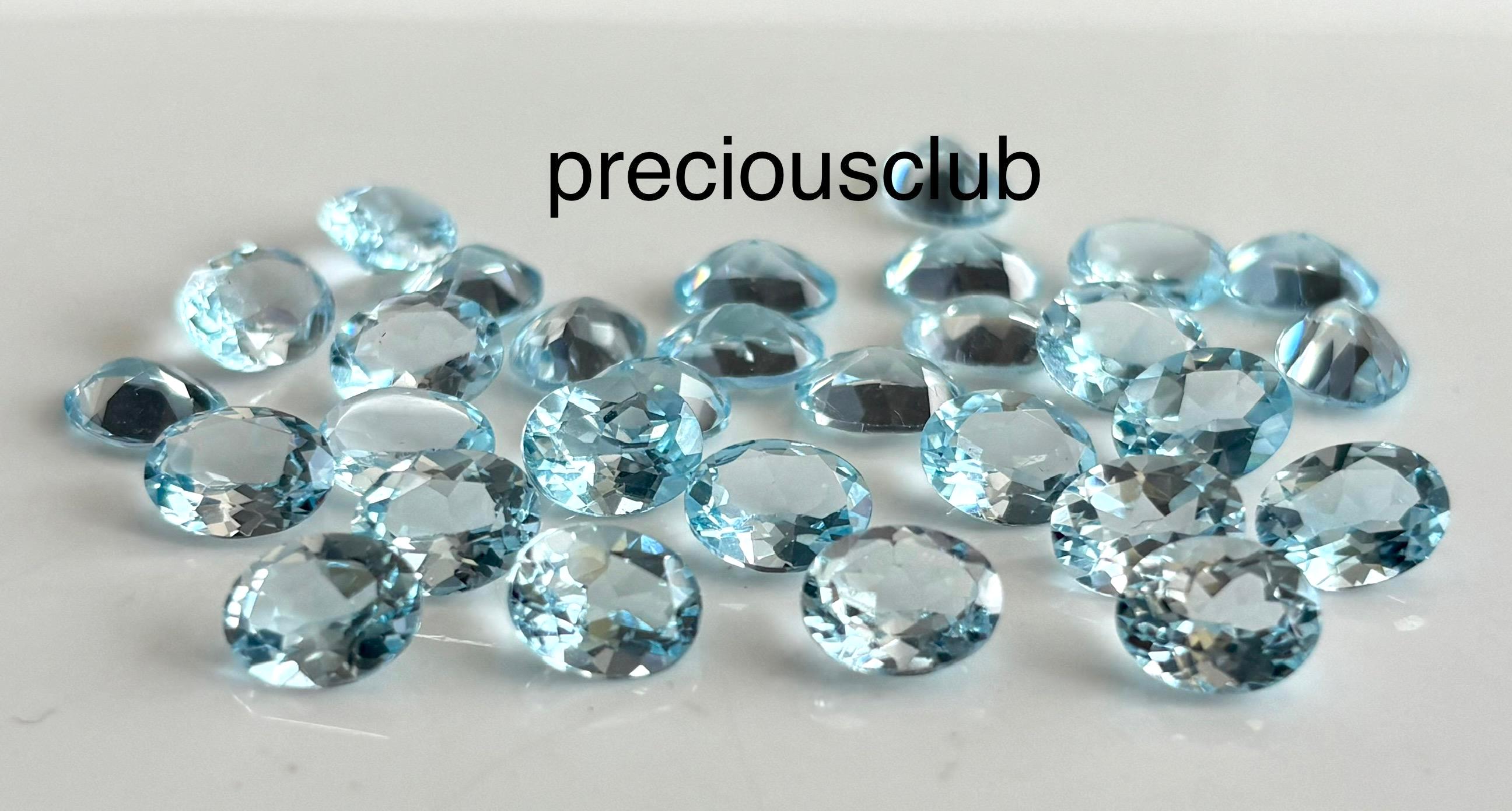 天然スカイブルートパーズ オーバルカット 5 x 7 mm ファセットカット