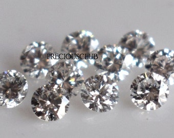 Diamante redondo blanco natural de color E-F de talla brillante frente a diamante suelto de color E-F de 2,25 mm