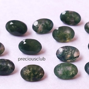 Natürlicher AAA Qualität Moosachat 8 x 10 mm Oval Facettiert Top Qualität - Loser Moosachat Oval Facettiert AAA Qualität