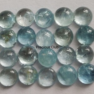 Natural 9mm Aquamarine Round Cabochon AAA Quality- Loose Aquamarine