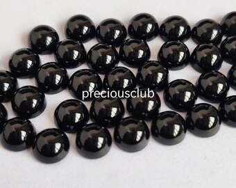 天然ブラックオニキス 5mm ラウンドカボション - AAA品質のブラック