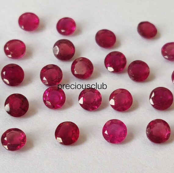 Ruby Glass Filled Round 4mm Faceted AAA Quality- loose Ruby Glass Filled