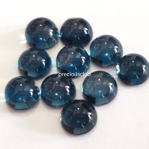 Natural London Blue Topaz Round 9mm Cabochon - Loose Topaz AAA High Quality