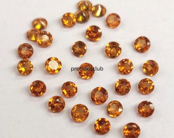 Natural Hessonite orange Garnet 3mm Round Faceted - AAA Quality loose Hessonite orange Garnet
