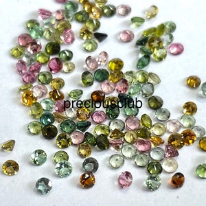 Natural Multicolor Tourmaline Round Cut 3 mm Faceted AAA Quality- Loose Multicolor Tourmaline