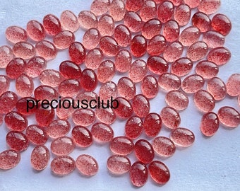 Natural Strawberry Quartz Oval Cabochon 3x5mm  to 12x16 mm Flat Back-Loose Strawberry Quartz