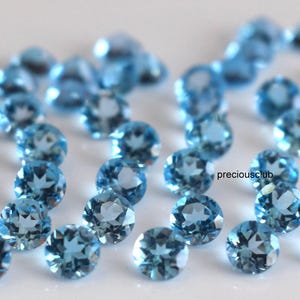 Natural Swiss Blue Topaz Round cut 5mm Faceted - Loose Topaz AAA+ Quality