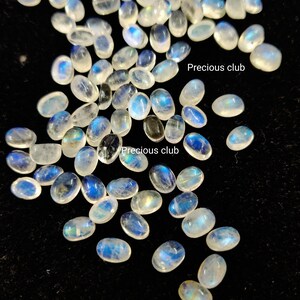 Natural Rainbow Moonstone Oval 4x6mm Cabochon AA QUALITY-  Top Grade AA Quality