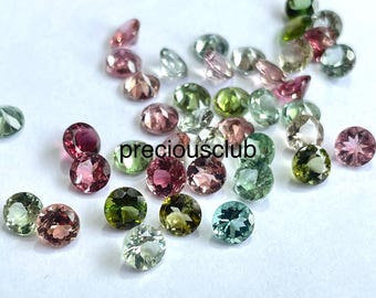 Natural Multicolor Tourmaline Round Cut 5mm Faceted AAA Quality- Loose Multicolor Tourmaline