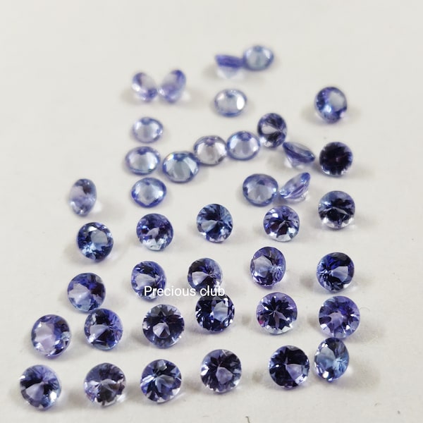 Natural Tanzanite 2 mm Round Faceted cut AAA Quality- Loose Top quality Tanzanite