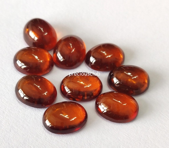 天然ヘソナイトオレンジガーネットオーバルカボション 8 x 10 mm - AAA 