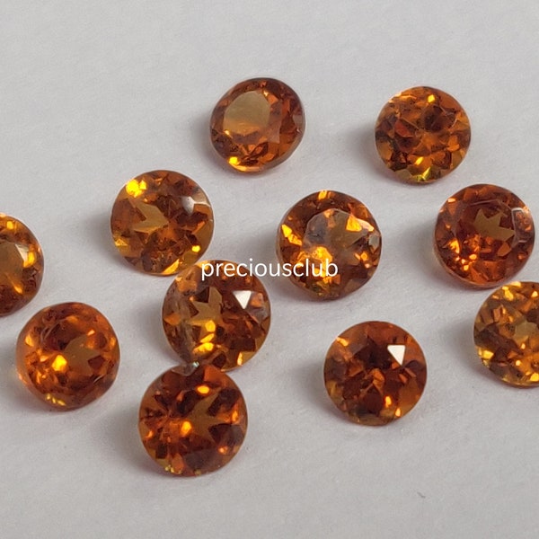 Natural Hessonite orange Garnet Round 5mm Faceted - AAA Quality loose Hessonite orange Garnet